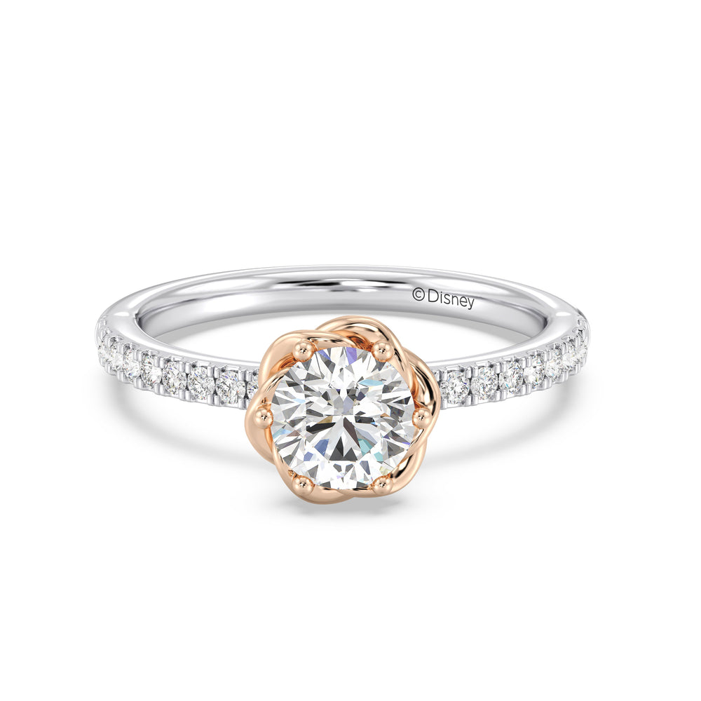 Enchanted Star Lab Grown Diamond 14K Gold Belle Rose Engagement Ring with White/Rose Cut Diamond in 14KT Round view 2
