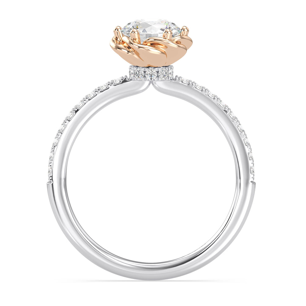 Enchanted Star Lab Grown Diamond 14K Gold Belle Rose Engagement Ring with White/Rose Cut Diamond in 14KT Round view 3
