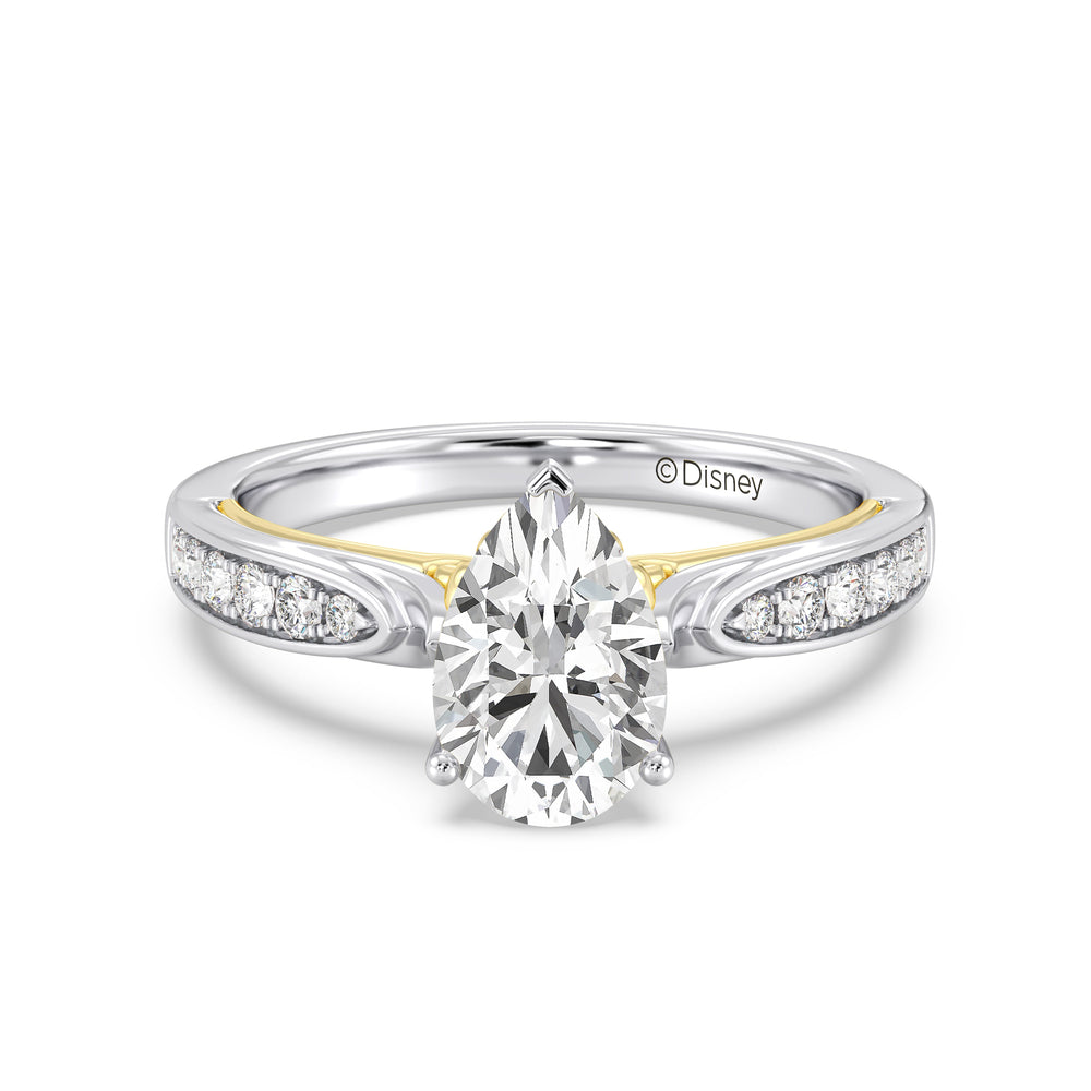 Enchanted Star Lab Grown Diamond 14K Gold Ariel Engagement Ring with White/Yellow Cut Diamond in 14KT Pear view 2
