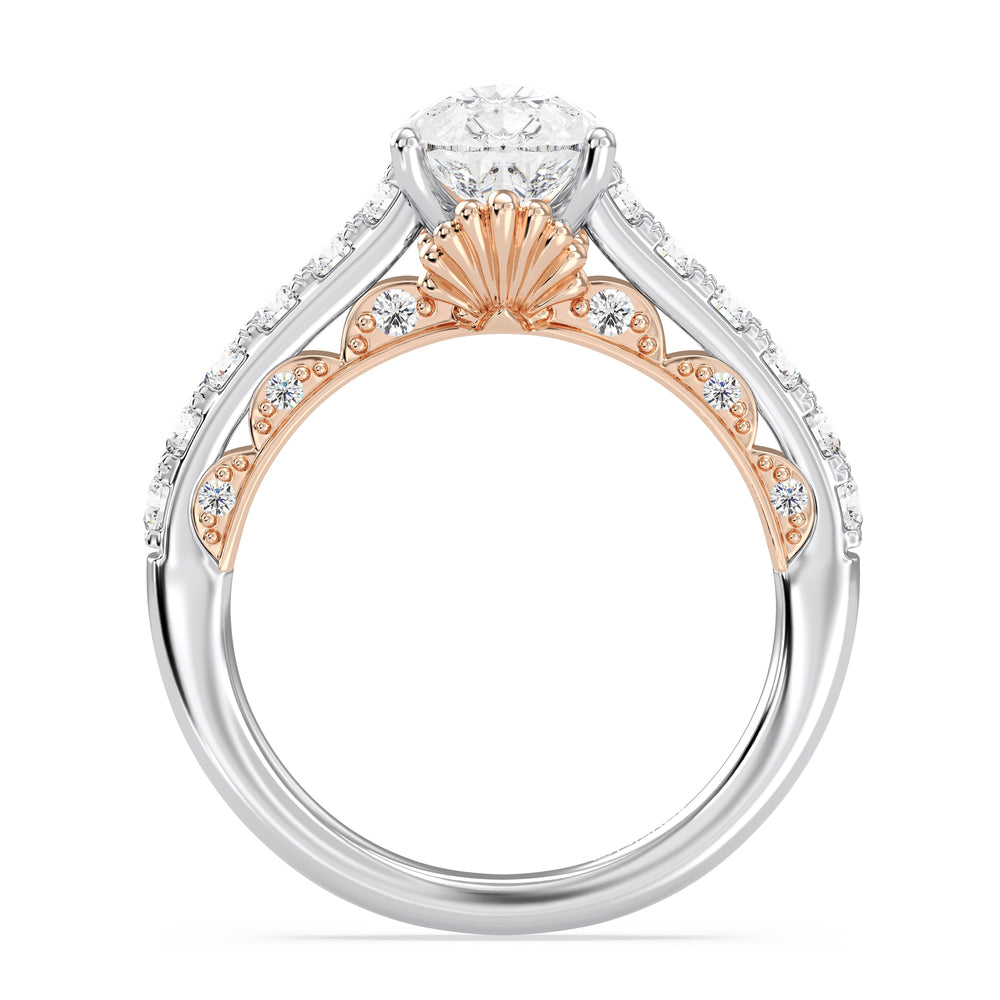 Enchanted Star Lab Grown Diamond 14K Gold Ariel Seashell Engagement Ring with  Cut Diamond in 14KT  view 3
