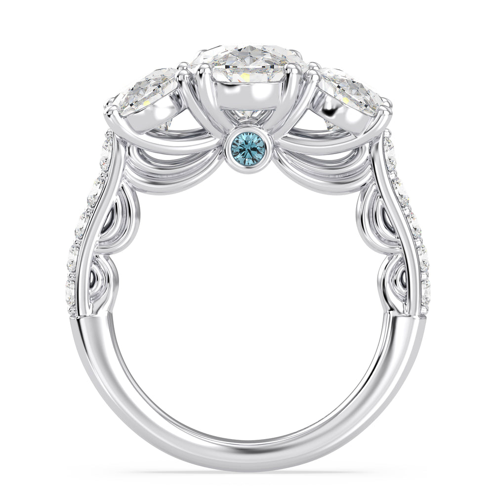 Enchanted Star Lab Grown Diamond 14K Gold Cinderella Three Stone Engagement Ring with  Cut Diamond in 14KT  view 3
