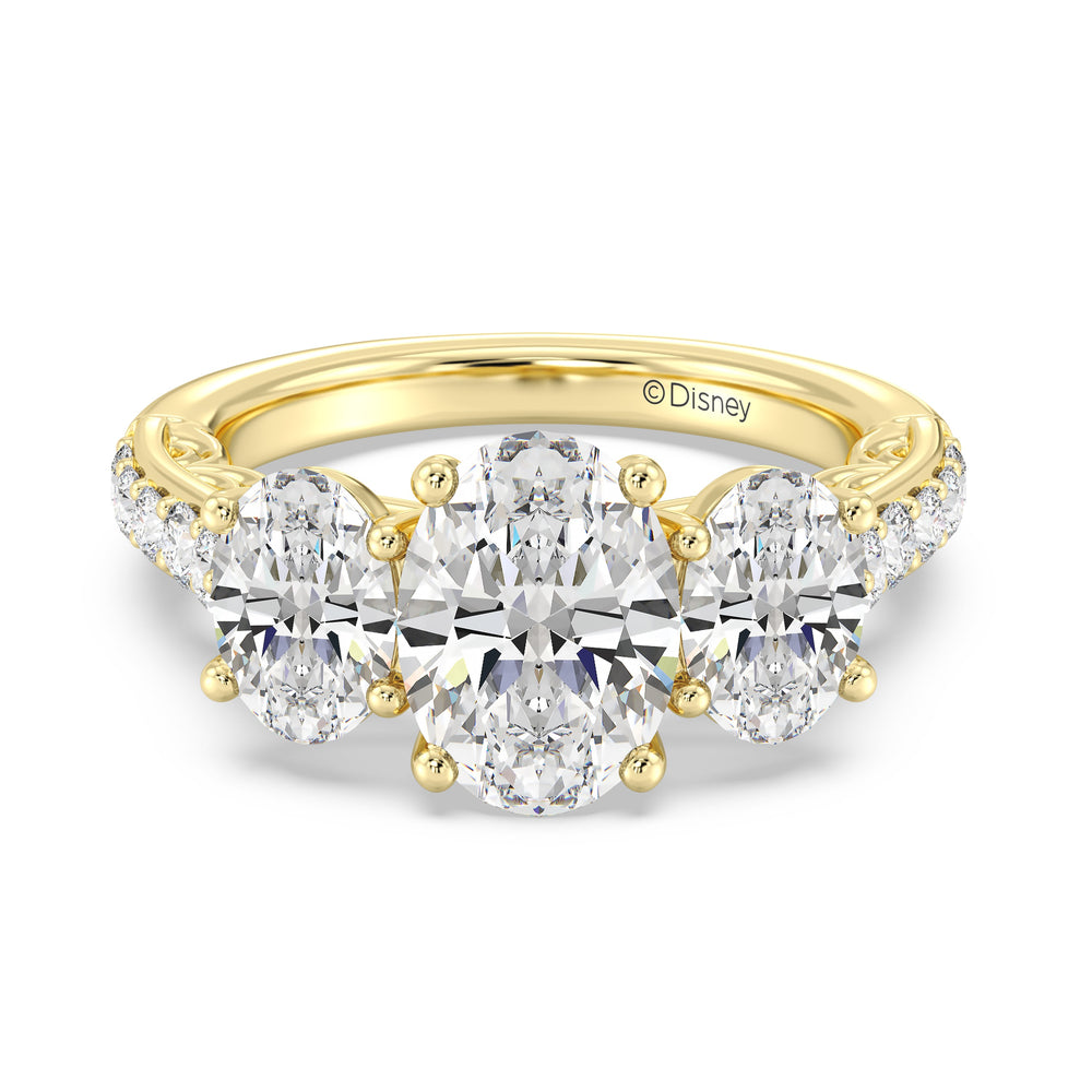 Enchanted Star Lab Grown Diamond 14K Gold Cinderella Three Stone Engagement Ring with  Cut Diamond in 14KT  view 5
