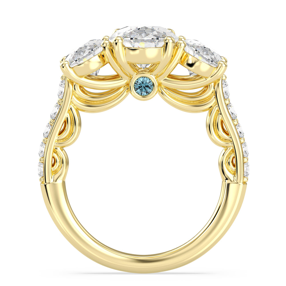 Enchanted Star Lab Grown Diamond 14K Gold Cinderella Three Stone Engagement Ring with  Cut Diamond in 14KT  view 6
