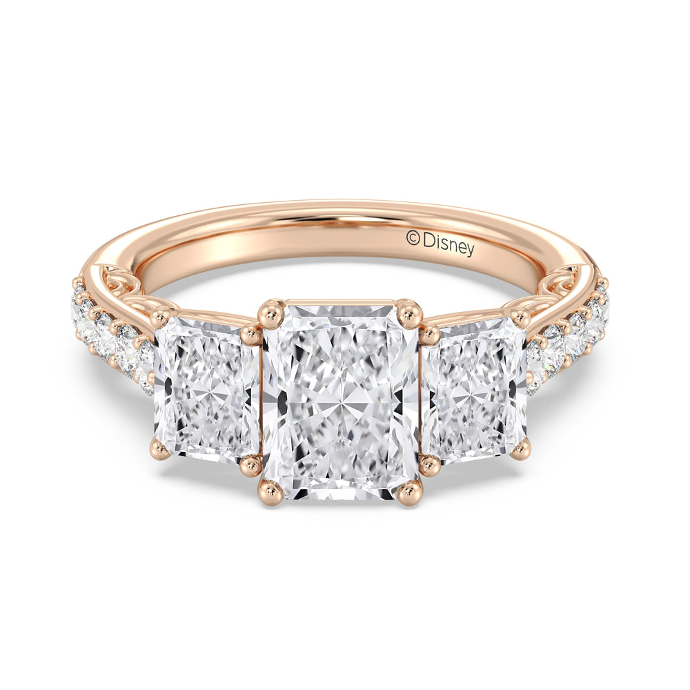 Enchanted Star Lab Grown Diamond 14K Gold Cinderella Three Stone Engagement Ring with  Cut Diamond in 14KT  view 17
