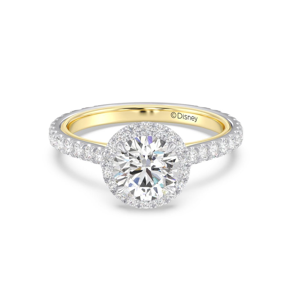 Enchanted Star Lab Grown Diamond 14K Gold Jasmine Halo Engagement Ring with White/Yellow Cut Diamond in 14KT Round view 2
