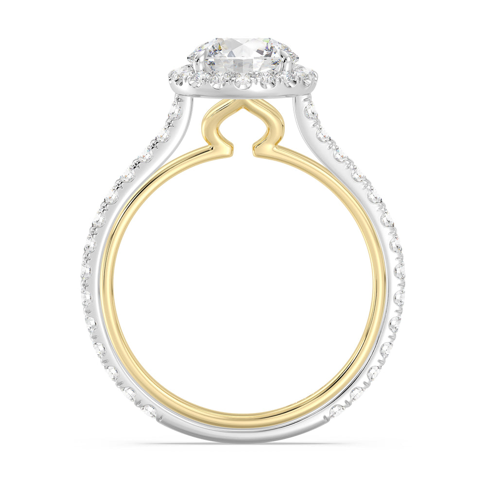 Enchanted Star Lab Grown Diamond 14K Gold Jasmine Halo Engagement Ring with White/Yellow Cut Diamond in 14KT Round view 3
