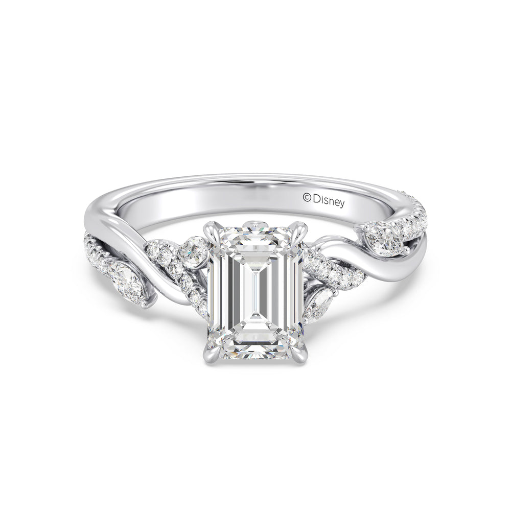 Enchanted Star Lab Grown Diamond And 14K Gold Disney Princess Rapunzel Twisted Pavé Engagement Ring with White Cut Diamond in 14KT Emerald view 2
