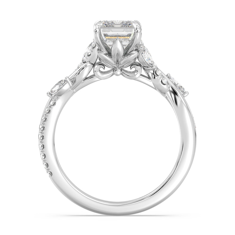 Enchanted Star Lab Grown Diamond And 14K Gold Disney Princess Rapunzel Twisted Pavé Engagement Ring with White Cut Diamond in 14KT Emerald view 3
