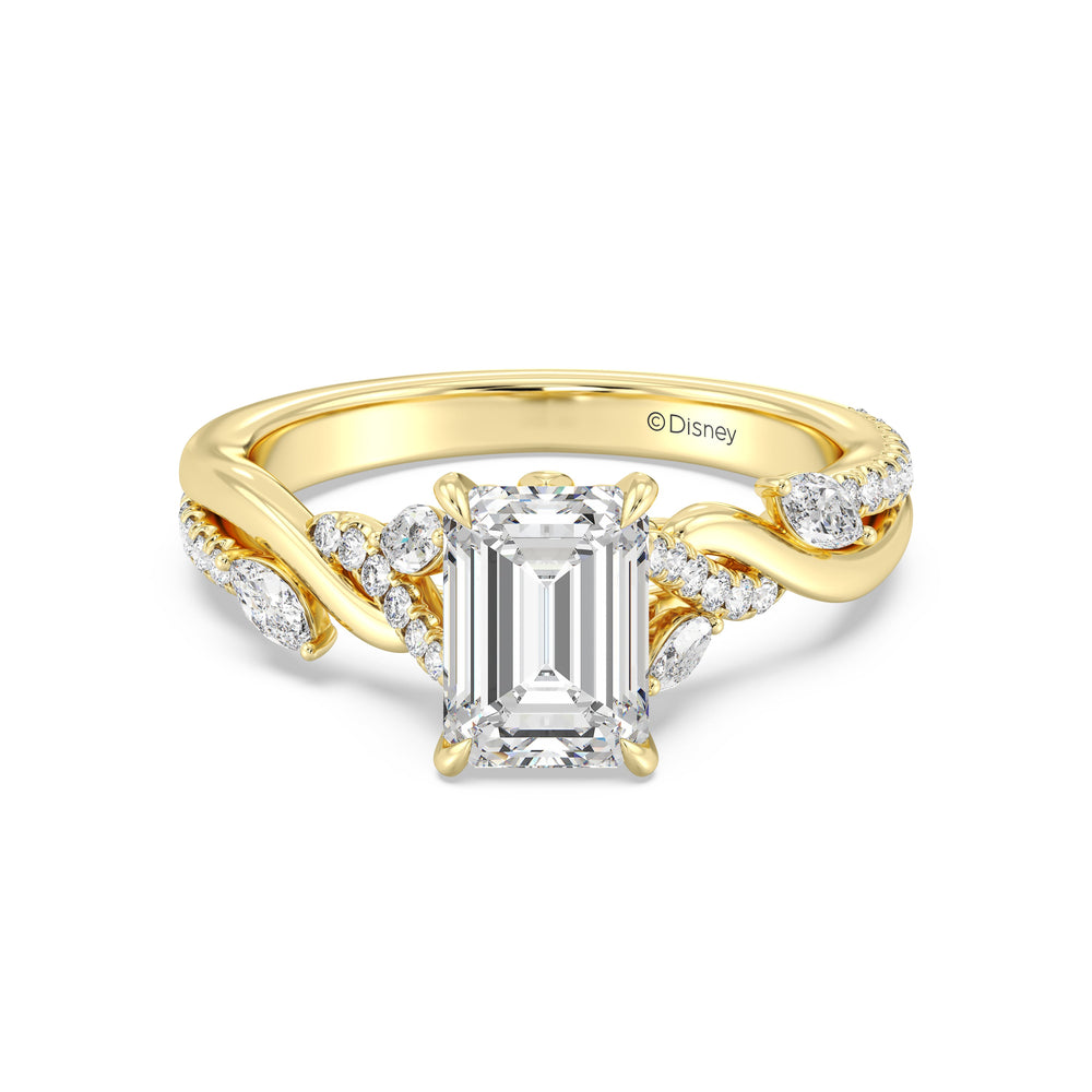Enchanted Star Lab Grown Diamond And 14K Gold Disney Princess Rapunzel Twisted Pavé Engagement Ring with Yellow Cut Diamond in 14KT Emerald view 2
