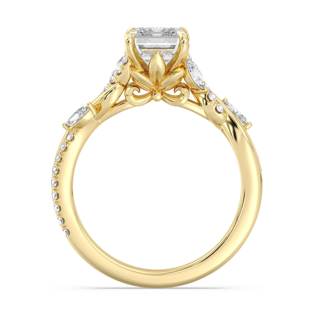 Enchanted Star Lab Grown Diamond And 14K Gold Disney Princess Rapunzel Twisted Pavé Engagement Ring with Yellow Cut Diamond in 14KT Emerald view 3
