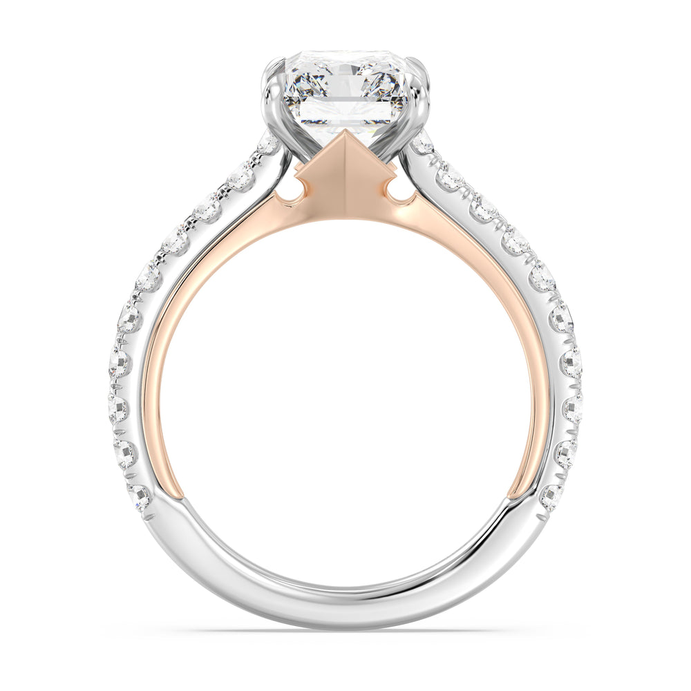 Enchanted Star Lab grown Diamond And 14k Gold Disney Princess Aurora Tiara Pavé Engagement Ring with White/Rose Cut Diamond in 14KT Radiant view 3
