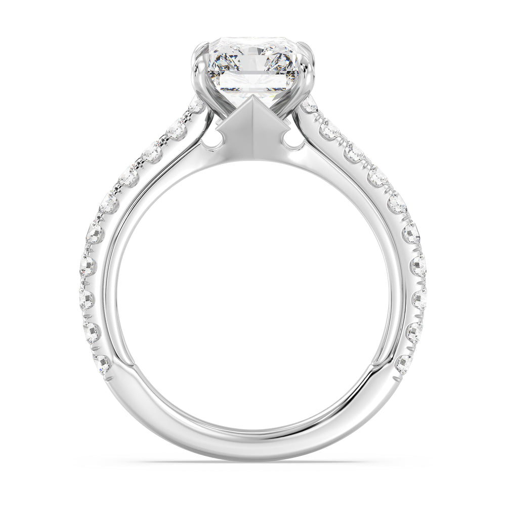 Enchanted Star Lab grown Diamond And 14k Gold Disney Princess Aurora Tiara Pavé Engagement Ring with White Cut Diamond in 14KT Radiant view 3
