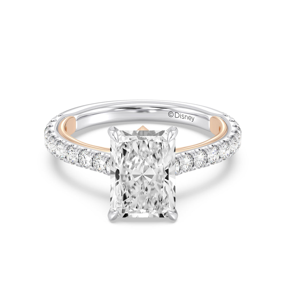 Enchanted Star Lab grown Diamond And 14k Gold Disney Princess Aurora Tiara Pavé Engagement Ring with White/Rose Cut Diamond in 14KT Radiant view 2
