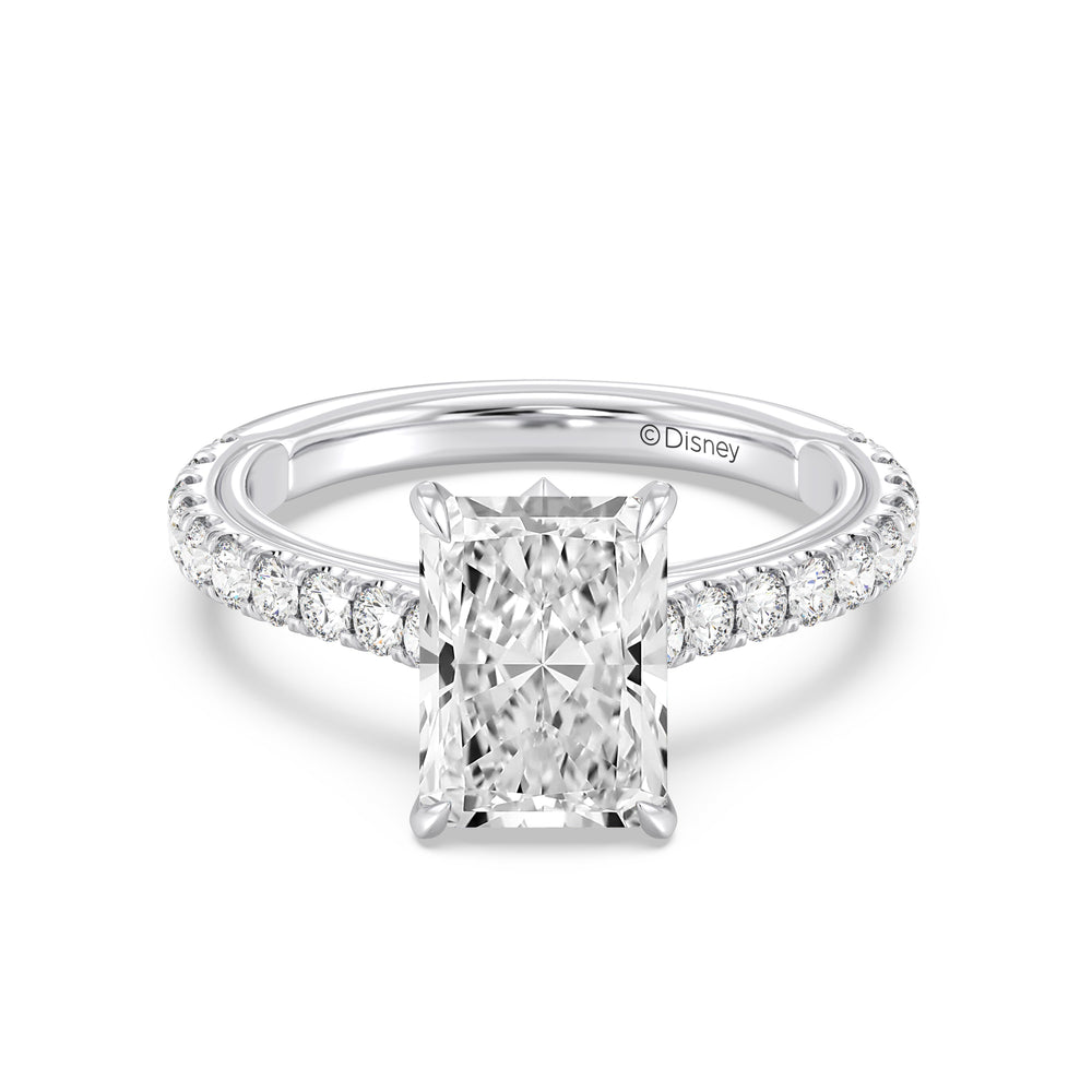 Enchanted Star Lab grown Diamond And 14k Gold Disney Princess Aurora Tiara Pavé Engagement Ring with White Cut Diamond in 14KT Radiant view 2
