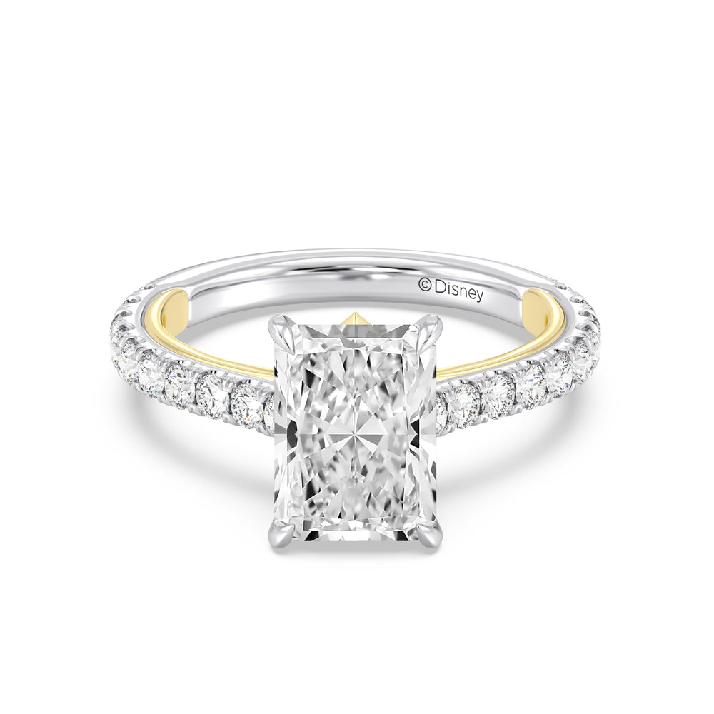 Enchanted Star Lab grown Diamond And 14k Gold Disney Princess Aurora Tiara Pavé Engagement Ring with White/Yellow Cut Diamond in 14KT Radiant view 2
