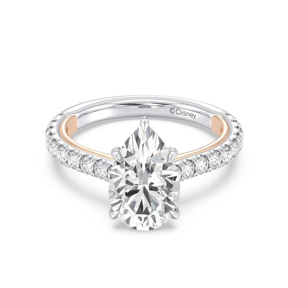 Enchanted Star Lab grown Diamond And 14k Gold Disney Princess Aurora Tiara Pavé Engagement Ring with White/Rose Cut Diamond in 14KT Pear view 2
