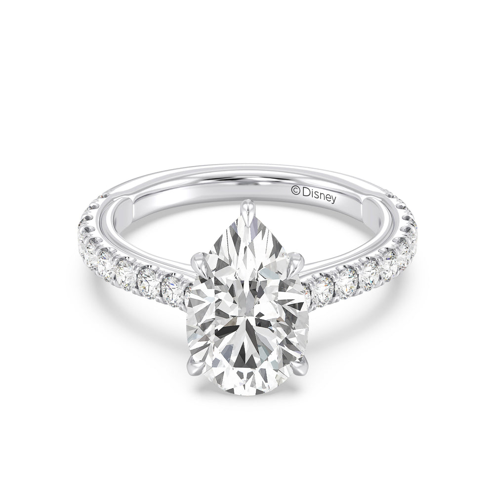 Enchanted Star Lab grown Diamond And 14k Gold Disney Princess Aurora Tiara Pavé Engagement Ring with White Cut Diamond in 14KT Pear view 2
