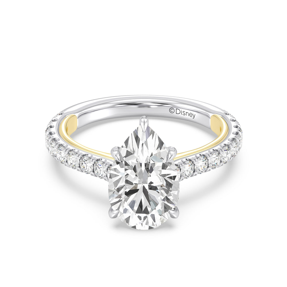 Enchanted Star Lab grown Diamond And 14k Gold Disney Princess Aurora Tiara Pavé Engagement Ring with White/Yellow Cut Diamond in 14KT Pear view 2
