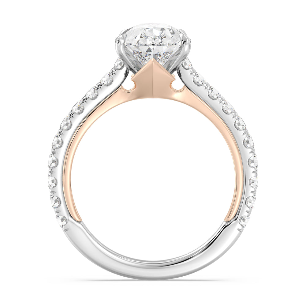 Enchanted Star Lab grown Diamond And 14k Gold Disney Princess Aurora Tiara Pavé Engagement Ring with White/Rose Cut Diamond in 14KT Pear view 3
