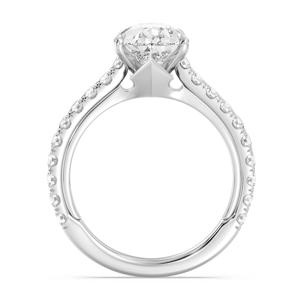 Enchanted Star Lab grown Diamond And 14k Gold Disney Princess Aurora Tiara Pavé Engagement Ring with White Cut Diamond in 14KT Pear view 3
