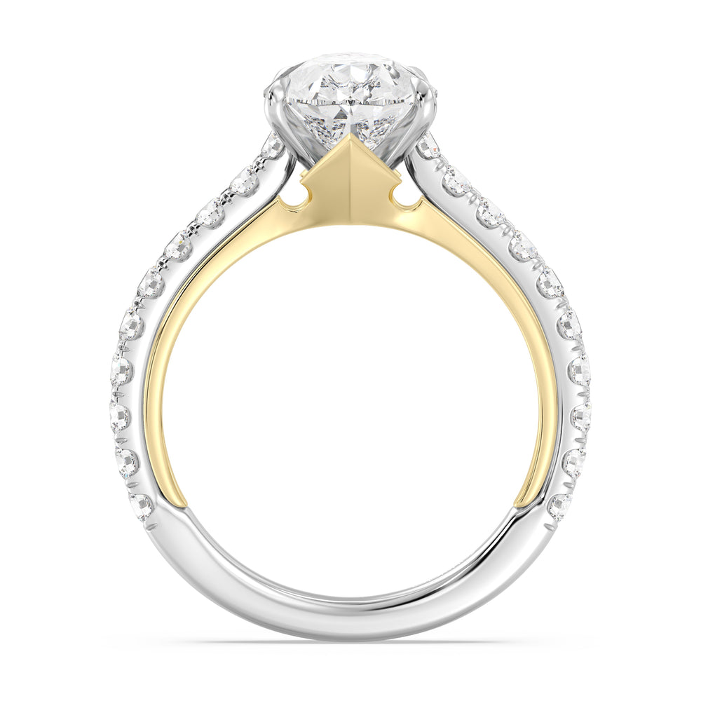Enchanted Star Lab grown Diamond And 14k Gold Disney Princess Aurora Tiara Pavé Engagement Ring with White/Yellow Cut Diamond in 14KT Pear view 3
