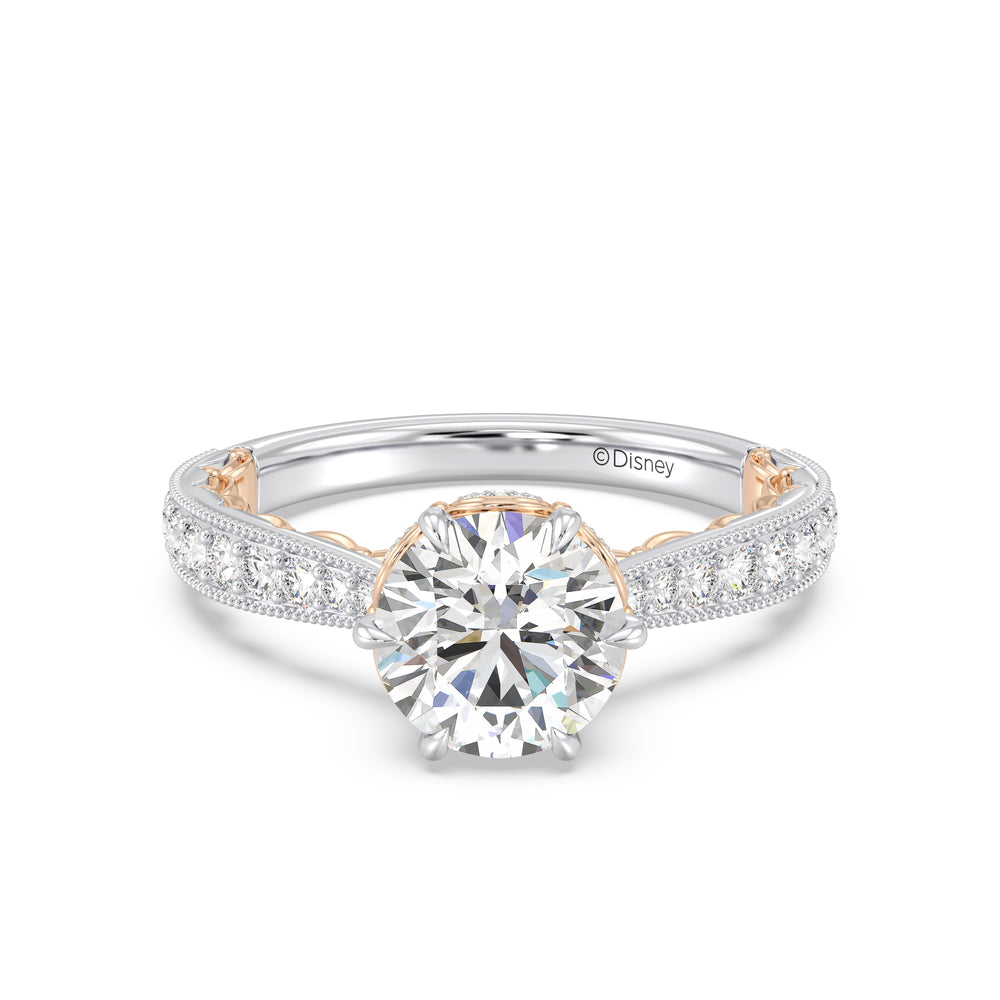 Enchanted Star Lab Grown Diamond And 14K Gold Disney Princess Belle Vintage Ballroom Engagement Ring with White/Rose Cut Diamond in 14KT Round view 2
