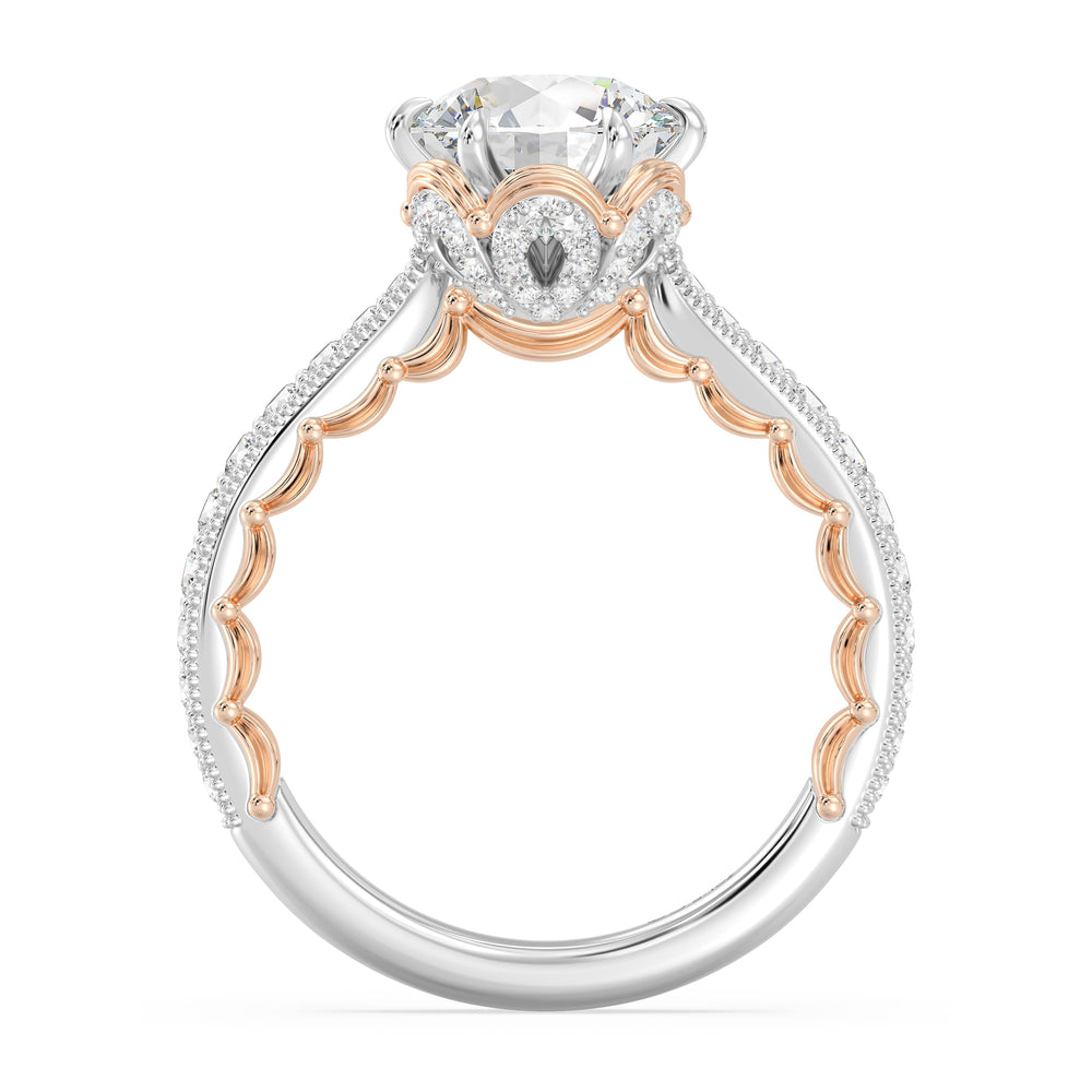 Enchanted Star Lab Grown Diamond And 14K Gold Disney Princess Belle Vintage Ballroom Engagement Ring with White/Rose Cut Diamond in 14KT Round view 3
