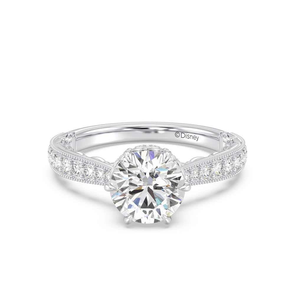 Enchanted Star Lab Grown Diamond And 14K Gold Disney Princess Belle Vintage Ballroom Engagement Ring with White Cut Diamond in 14KT Round view 2
