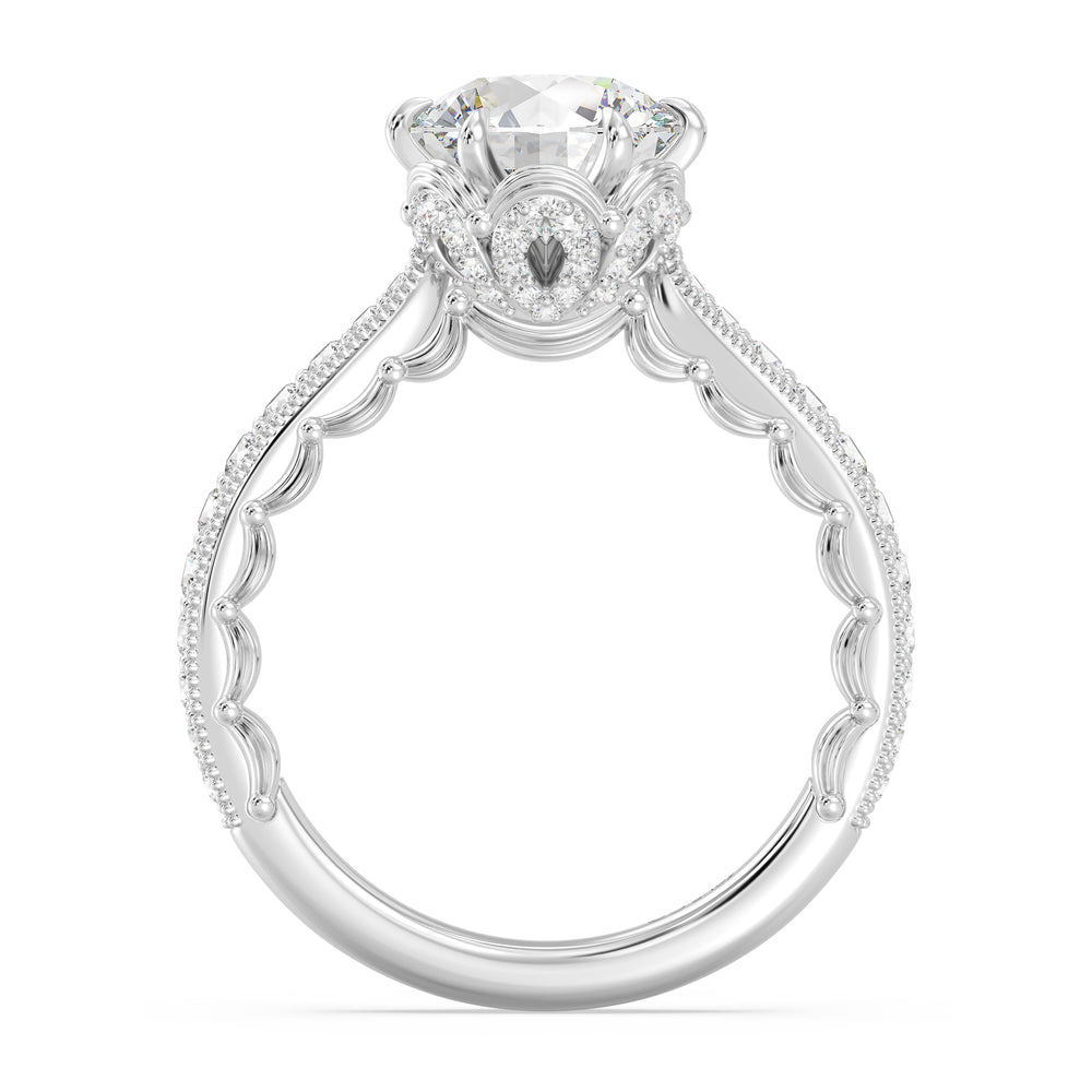 Enchanted Star Lab Grown Diamond And 14K Gold Disney Princess Belle Vintage Ballroom Engagement Ring with White Cut Diamond in 14KT Round view 3
