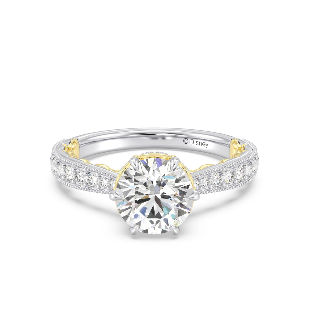Enchanted Star Lab Grown Diamond And 14K Gold Disney Princess Belle Vintage Ballroom Engagement Ring with White/Yellow Cut Diamond in 14KT Round view 2
