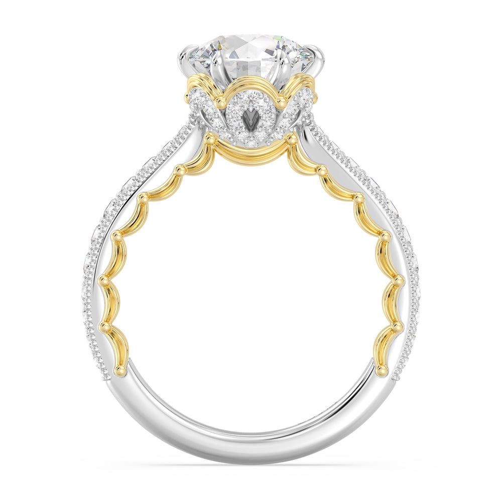 Enchanted Star Lab Grown Diamond And 14K Gold Disney Princess Belle Vintage Ballroom Engagement Ring with White/Yellow Cut Diamond in 14KT Round view 3
