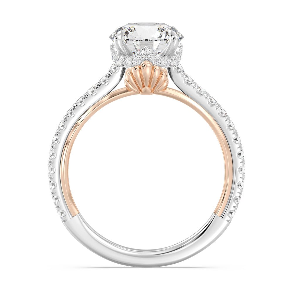 Enchanted Star Lab Grown Diamond And 14K Gold Disney Princess Ariel Hidden Halo Engagement Ring with White/Rose Cut Diamond in 14KT Round view 3
