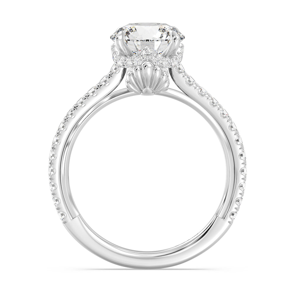 Enchanted Star Lab Grown Diamond And 14K Gold Disney Princess Ariel Hidden Halo Engagement Ring with White Cut Diamond in 14KT Round view 3
