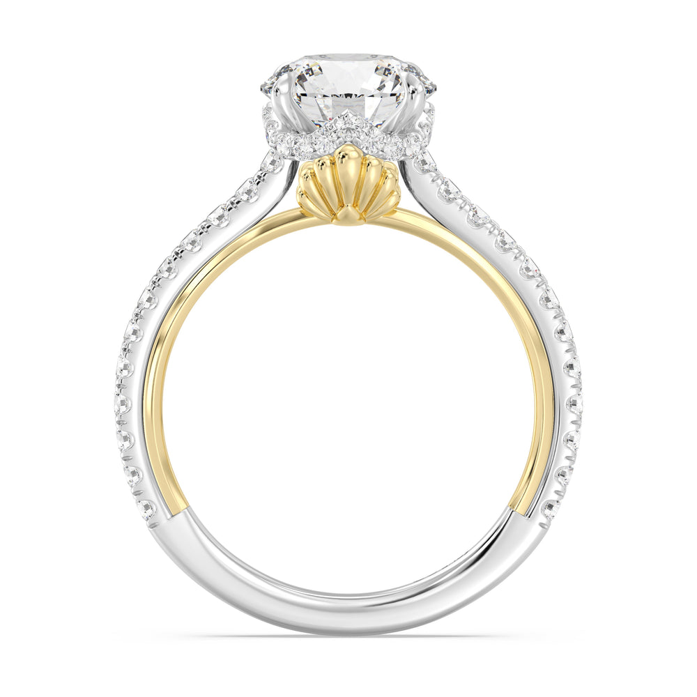 Enchanted Star Lab Grown Diamond And 14K Gold Disney Princess Ariel Hidden Halo Engagement Ring with White/Yellow Cut Diamond in 14KT Round view 3

