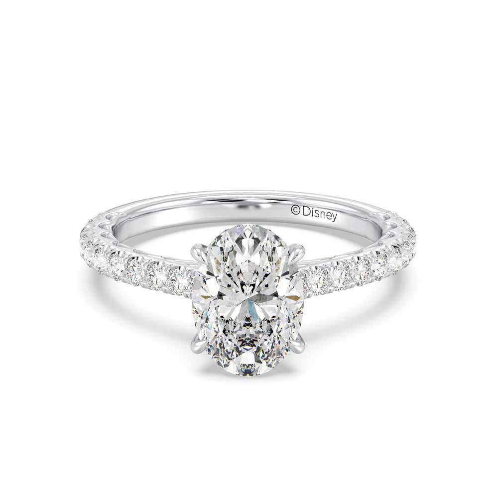 Enchanted Star Lab Grown Diamond And 14K Gold Disney Princess Ariel Scalloped Engagement Ring with White Cut Diamond in 14KT Oval view 2
