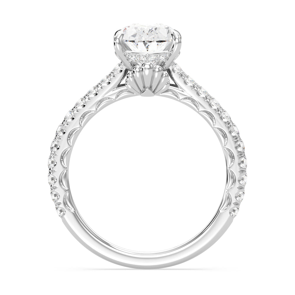Enchanted Star Lab Grown Diamond And 14K Gold Disney Princess Ariel Scalloped Engagement Ring with White Cut Diamond in 14KT Oval view 3
