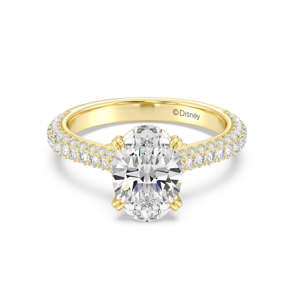 Enchanted Star Lab Grown Diamond And 14K Gold Disney Princess Cinderella Three Row Pave Carriage Engagement Ring with Yellow Cut Diamond in 14KT Oval view 2
