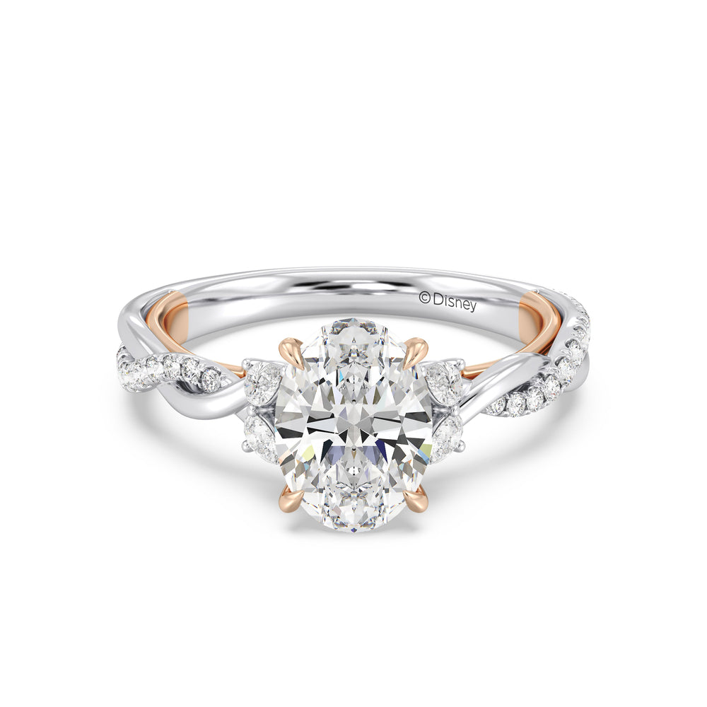 Enchanted Star Lab Grown Diamond And 14K Gold Disney Princess Rapunzel Twist Engagement Ring with White/Rose Cut Diamond in 14KT Oval view 2
