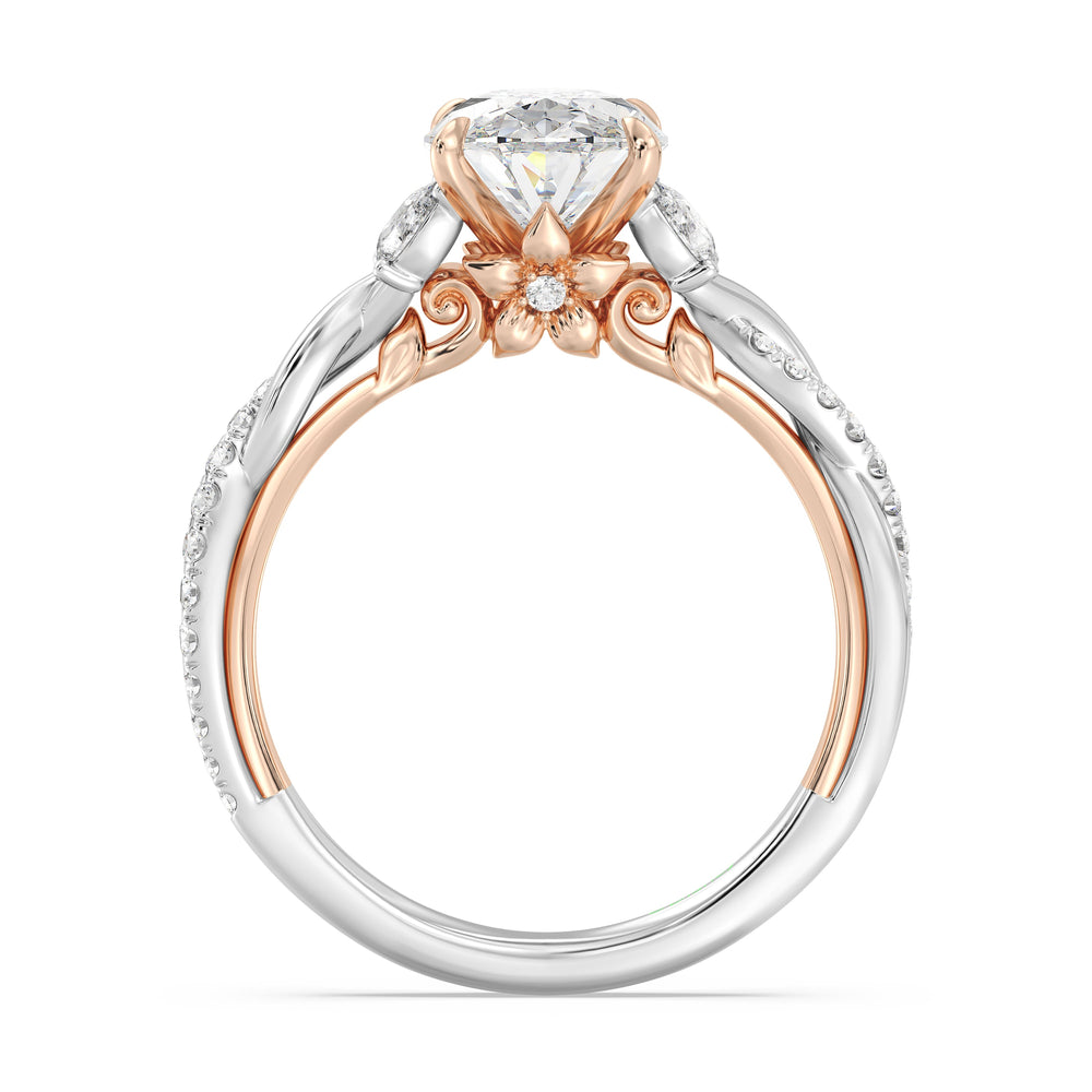 Enchanted Star Lab Grown Diamond And 14K Gold Disney Princess Rapunzel Twist Engagement Ring with White/Rose Cut Diamond in 14KT Oval view 3
