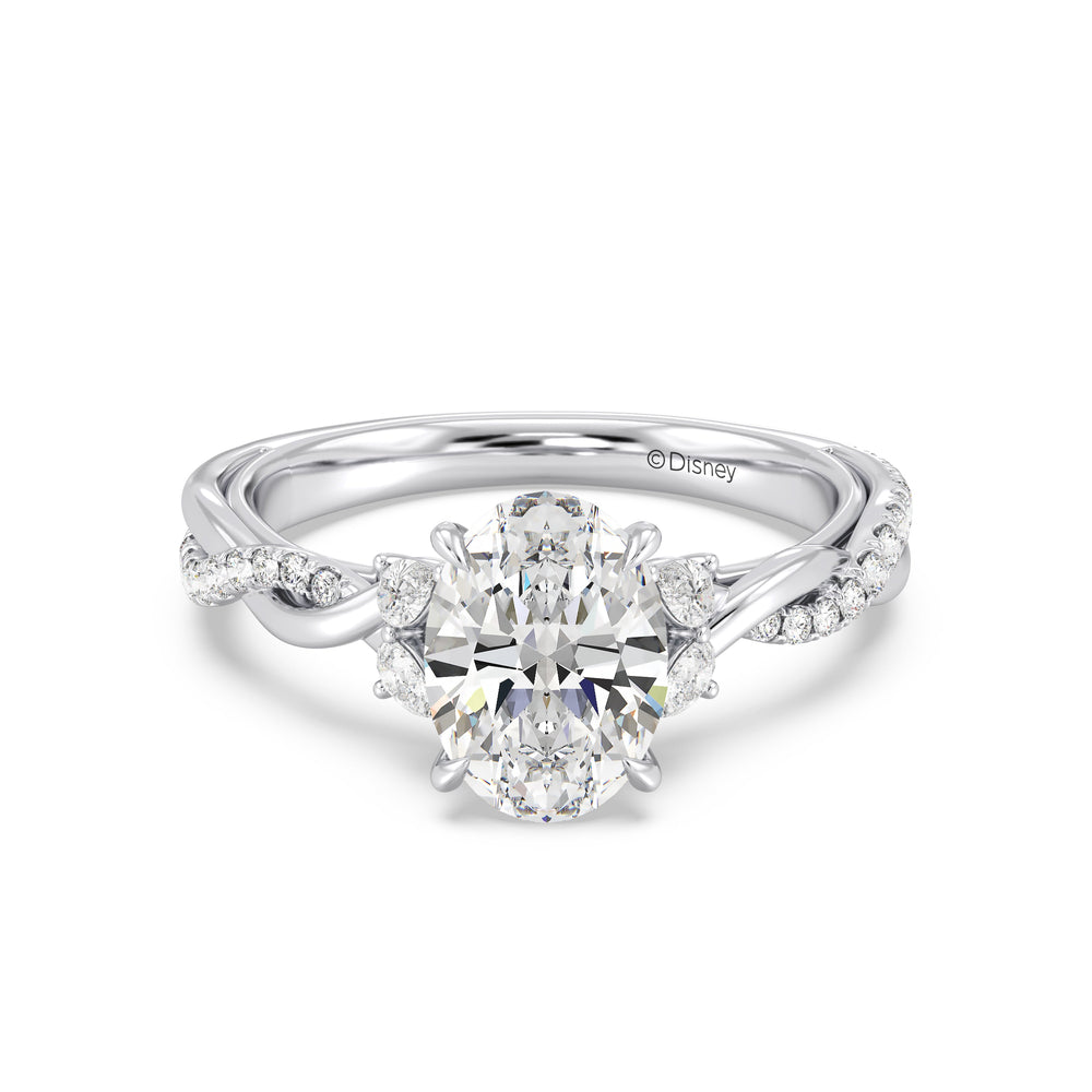 Enchanted Star Lab Grown Diamond And 14K Gold Disney Princess Rapunzel Twist Engagement Ring with White Cut Diamond in 14KT Oval view 2
