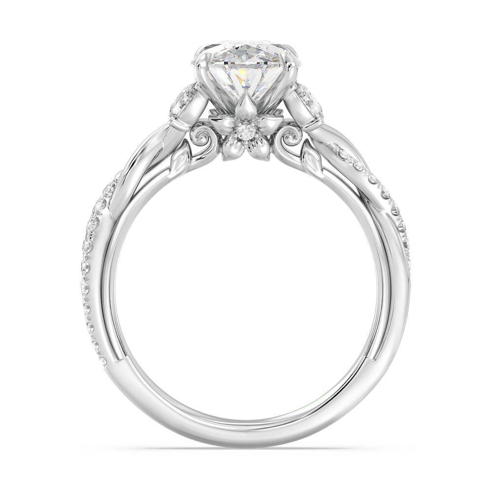 Enchanted Star Lab Grown Diamond And 14K Gold Disney Princess Rapunzel Twist Engagement Ring with White Cut Diamond in 14KT Oval view 3

