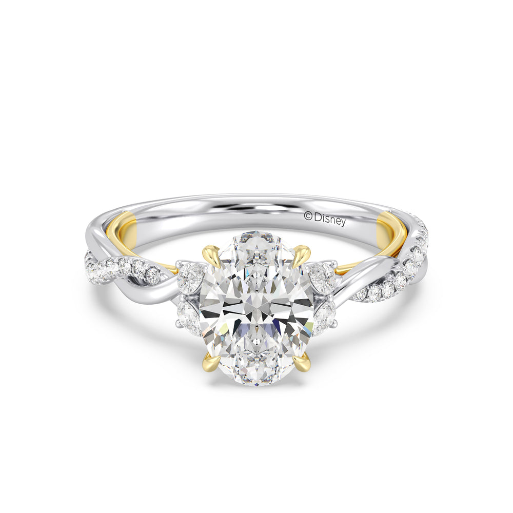 Enchanted Star Lab Grown Diamond And 14K Gold Disney Princess Rapunzel Twist Engagement Ring with White/Yellow Cut Diamond in 14KT Oval view 2
