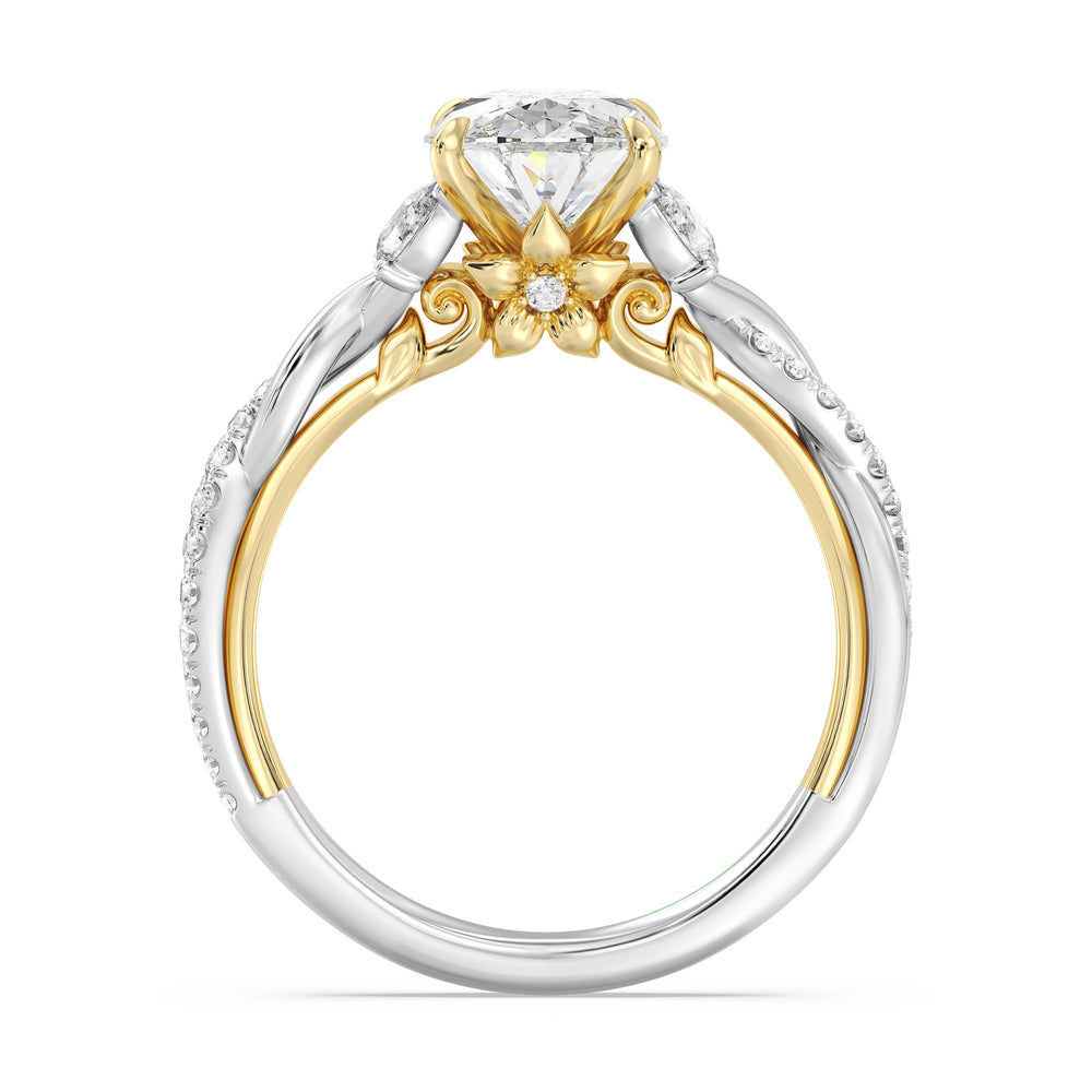 Enchanted Star Lab Grown Diamond And 14K Gold Disney Princess Rapunzel Twist Engagement Ring with White/Yellow Cut Diamond in 14KT Oval view 3
