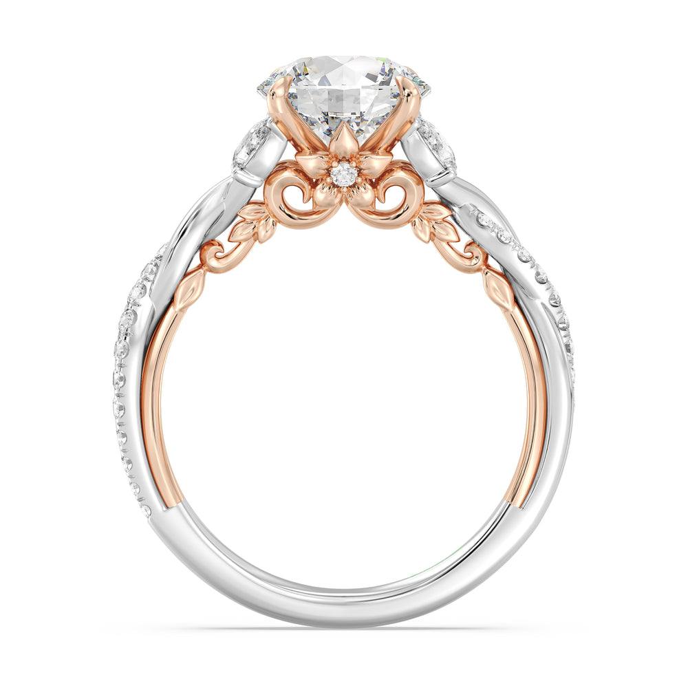 Enchanted Star Lab Grown Diamond And 14K Gold Disney Princess Rapunzel Twist Engagement Ring with White/Rose Cut Diamond in 14KT Round view 3
