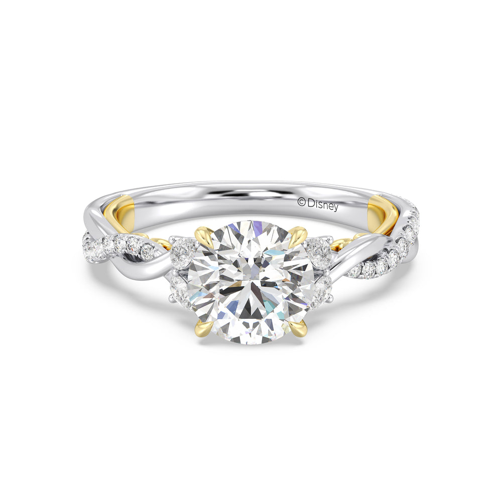 Enchanted Star Lab Grown Diamond And 14K Gold Disney Princess Rapunzel Twist Engagement Ring with White/Yellow Cut Diamond in 14KT Round view 2
