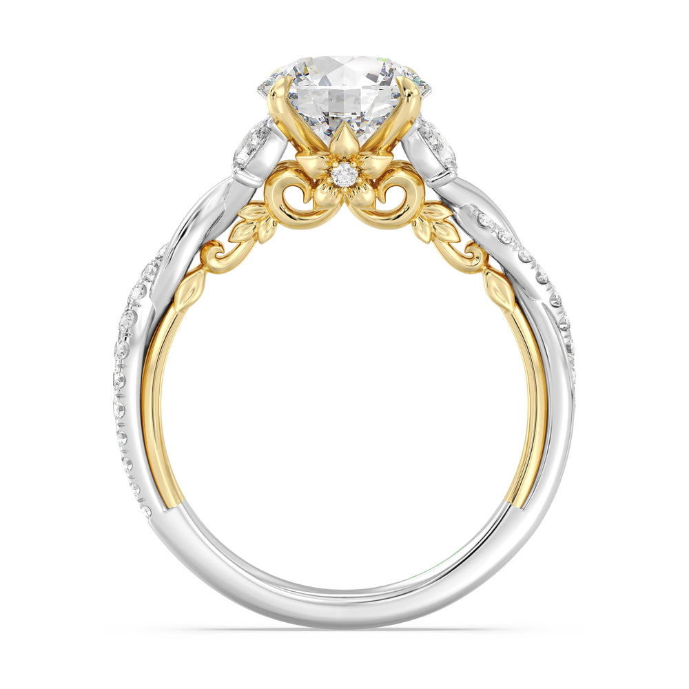 Enchanted Star Lab Grown Diamond And 14K Gold Disney Princess Rapunzel Twist Engagement Ring with White/Yellow Cut Diamond in 14KT Round view 3
