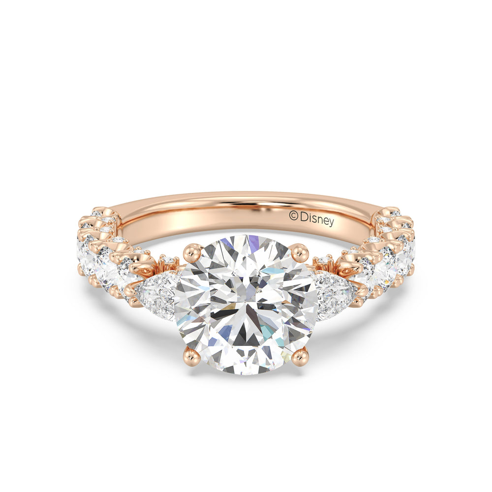 Enchanted Star Lab Grown Diamond And 14K Gold Disney Princess Cinderella Three Stone Carriage Engagement Ring with Rose Cut Diamond in 14KT Round view 2
