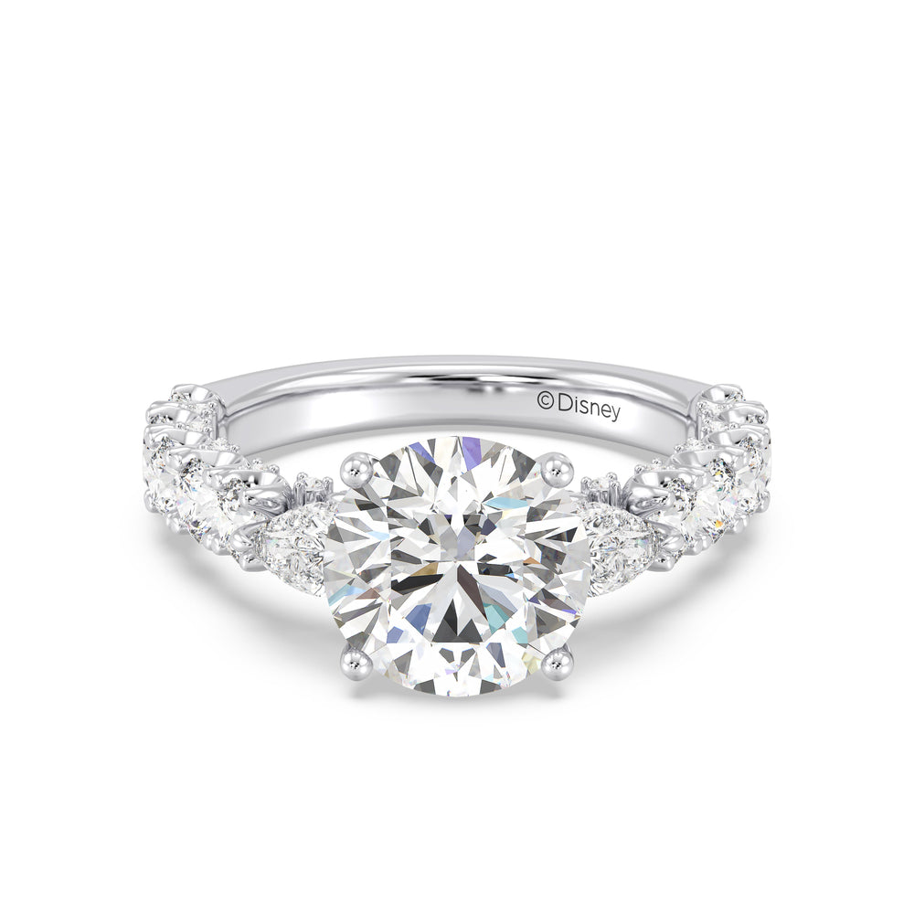 Enchanted Star Lab Grown Diamond And 14K Gold Disney Princess Cinderella Three Stone Carriage Engagement Ring with White Cut Diamond in 14KT Round view 2

