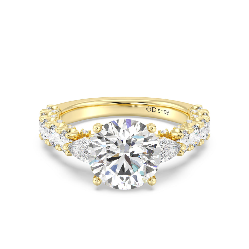 Enchanted Star Lab Grown Diamond And 14K Gold Disney Princess Cinderella Three Stone Carriage Engagement Ring with Yellow Cut Diamond in 14KT Round view 2
