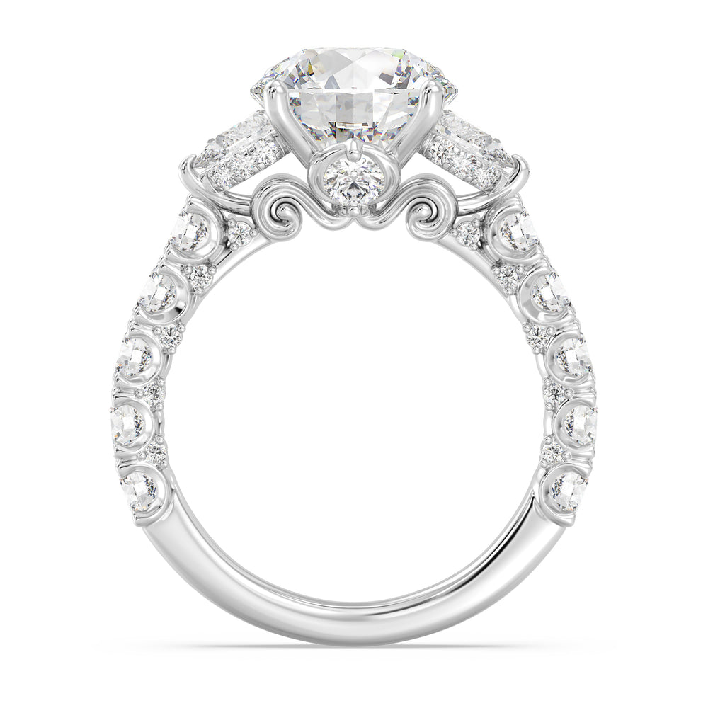 Enchanted Star Lab Grown Diamond And 14K Gold Disney Princess Cinderella Three Stone Carriage Engagement Ring with White Cut Diamond in 14KT Round view 3
